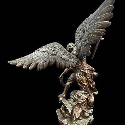 St. Michael Standing over Demon, Archangel Warrior Statue by Veronese Design - 21.5 inches - Raven's Cauldron