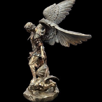 St. Michael Standing over Demon, Archangel Warrior Statue by Veronese Design - 21.5 inches - Raven's Cauldron