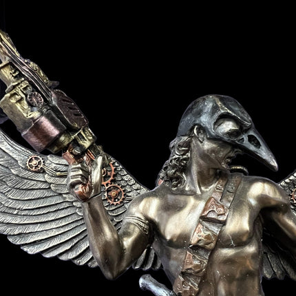 Steampunk, Crow Masked Warrior with Mechanical Wings Statue by Veronese Design - Raven's Cauldron