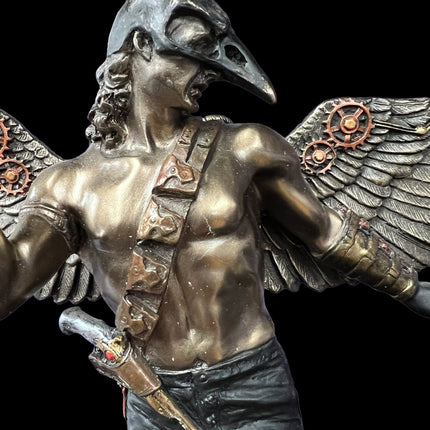 Steampunk, Crow Masked Warrior with Mechanical Wings Statue by Veronese Design - Raven's Cauldron