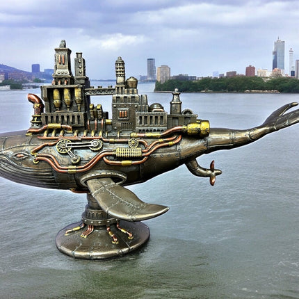 Steampunk Fifty-Two Hertz Galactic Colony Whale Statue by Veronese Design - Raven's Cauldron