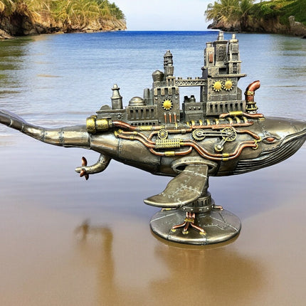 Steampunk Fifty-Two Hertz Galactic Colony Whale Statue by Veronese Design - Raven's Cauldron