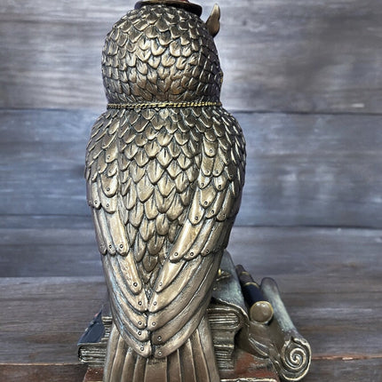 Steampunk Mechanical Owl Standing on Books Statue by Veronese Design - Raven's Cauldron