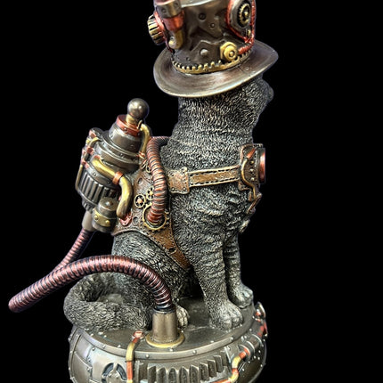 Steampunk Mechanical Sitting Cat Tinkerer Statue by Veronese Design - Raven's Cauldron