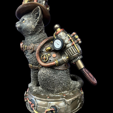 Steampunk Mechanical Sitting Cat Tinkerer Statue by Veronese Design - Raven's Cauldron