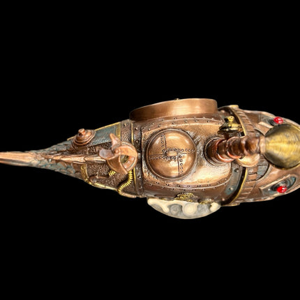 Steampunk, Mechanical, Submarine, Melanocetus-Unus, Angler Fish Statue by Veronese Design - Raven's Cauldron