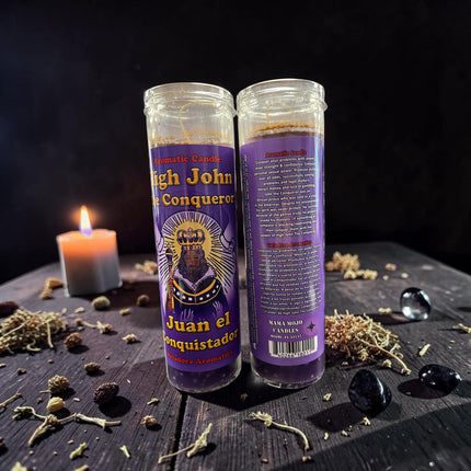High John the Conqueror 7 Day candle with gold glitter by Aromatic Candle Company for strength, success, victory, and prosperity - Raven's Cauldron, Delaware, OH