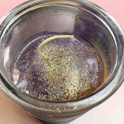 High John the Conqueror 7 Day candle with gold glitter by Aromatic Candle Company for strength, success, victory, and prosperity - Raven's Cauldron, Delaware, OH