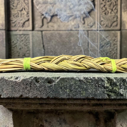 4 inch sweetgrass braid smudge stick for cleansing and blessing rituals, Raven's Cauldron, 6 N Sandusky St, Delaware, OH