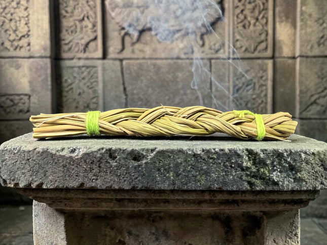 4 inch sweetgrass braid smudge stick for cleansing and blessing rituals, Raven's Cauldron, 6 N Sandusky St, Delaware, OH