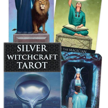 Silver Witchcraft Tarot premium silver-edged 78-card tarot deck with guidebook by Floreana Nativo and Franco Rivolli from Llewellyn Publishing – Raven's Cauldron, Delaware, OH