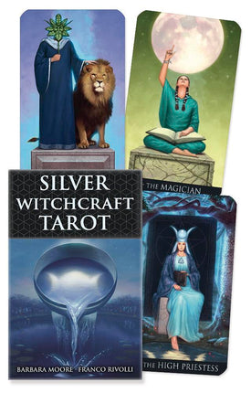 Silver Witchcraft Tarot premium silver-edged 78-card tarot deck with guidebook by Floreana Nativo and Franco Rivolli from Llewellyn Publishing – Raven's Cauldron, Delaware, OH