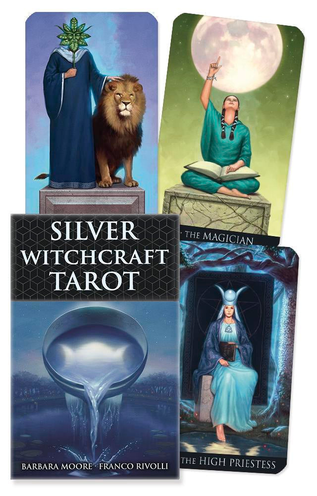 Silver Witchcraft Tarot premium silver-edged 78-card tarot deck with guidebook by Floreana Nativo and Franco Rivolli from Llewellyn Publishing – Raven's Cauldron, Delaware, OH