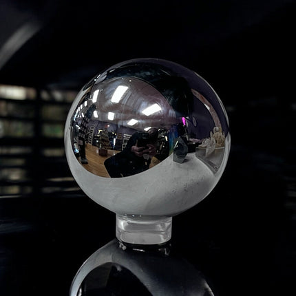 Reflective crystal ball with blurred indoor background terahertz sphere ,Ravens Cauldron, 6 N Sandusky St, Delaware, OH 43015