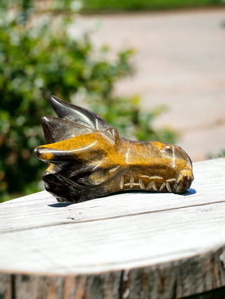 Tiger Eye Crystal Dragon Skull Tiger's Eye Gemstone - Raven's Cauldron