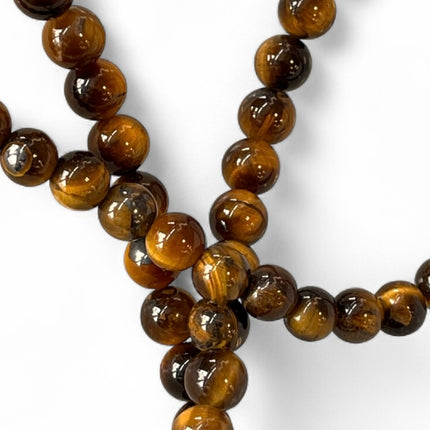 Tiger’s Eye 6mm Bead Strand – 14" Natural Crystal Beads for Jewelry Making, Strength & Protection