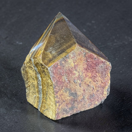 Tiger’s Eye semi-polished crystal point for confidence and solar plexus chakra energy from Raven's Cauldron, 6 N Sandusky St, Delaware, OH 43015