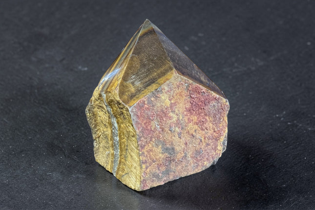 Tiger’s Eye semi-polished crystal point for confidence and solar plexus chakra energy from Raven's Cauldron, 6 N Sandusky St, Delaware, OH 43015