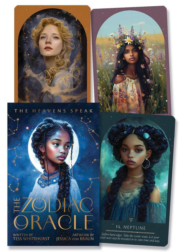 The Zodiac Oracle by Tess Whitehurst and Jessica von Braun featuring 54 astrology oracle cards and guidebook from Llewellyn Publishing – Raven's Cauldron, Delaware, OH