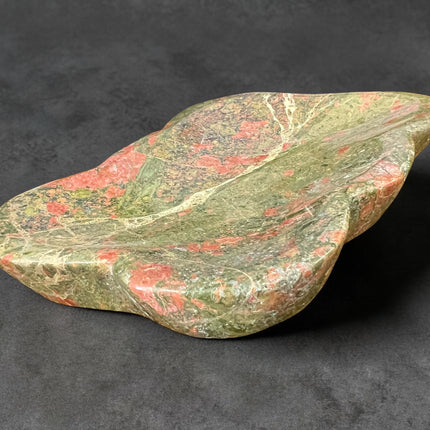 Unakite crystal cloud shaped bowl polished green and pink stone 5.5 inch Raven's Cauldron, Delaware, OH