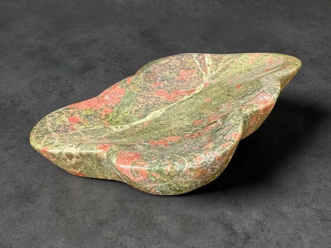 Unakite crystal cloud shaped bowl polished green and pink stone 5.5 inch Raven's Cauldron, Delaware, OH