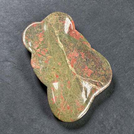 Unakite crystal cloud shaped bowl polished green and pink stone 5.5 inch Raven's Cauldron, Delaware, OH