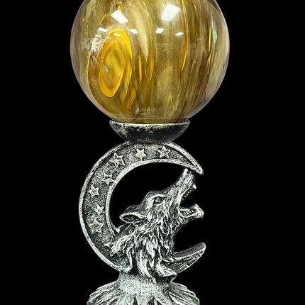 Yellow Gazing Ball - Slag Glass - Raven's Cauldron