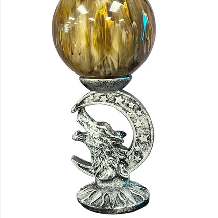 Yellow Gazing Ball - Slag Glass - Raven's Cauldron