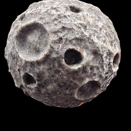 Yooperlite Moon Sphere 3.5 inches glowing under UV light – Raven’s Cauldron 6 N Sandusky St. Delaware, OH 43015