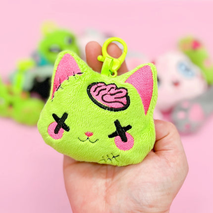 Creepy cute kawaii zombie cat plush bag charm keychain by Kawaii Hair Candy