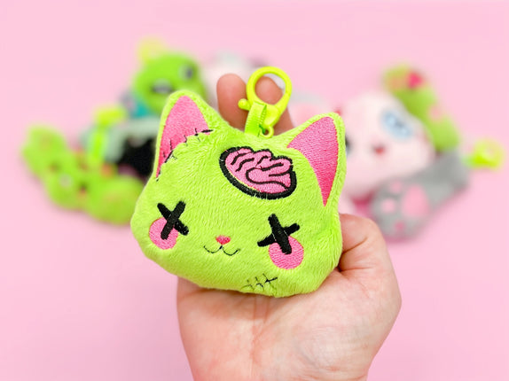 Creepy cute kawaii zombie cat plush bag charm keychain by Kawaii Hair Candy