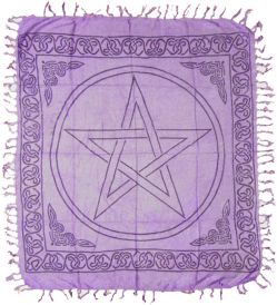Altar Cloth - 36 X 36 Purple Pentagram - Raven's Cauldron