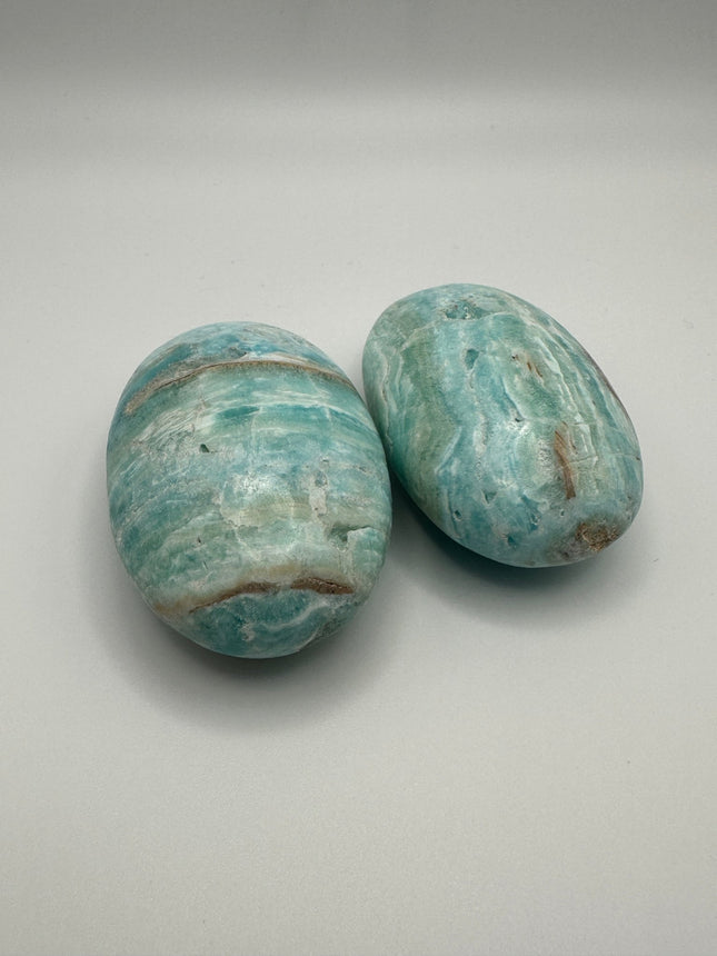 Blue Aragonite - Palm Stone - Raven's Cauldron