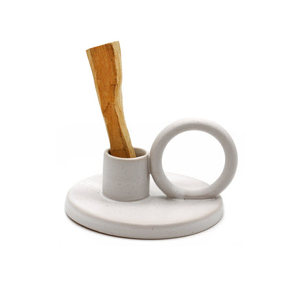 Ceramic Palo Santo & Candle Holder - White - Raven's Cauldron