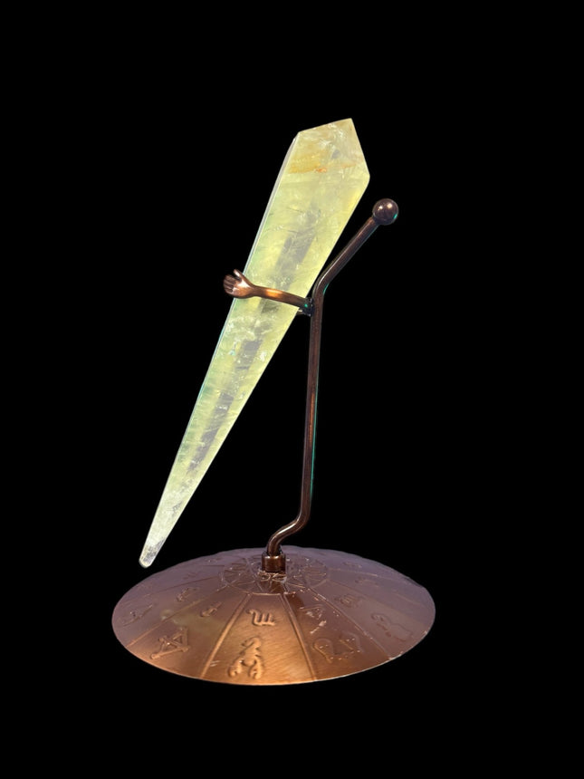 Citrine Crystal Scepter with Zodiac Stand - Raven's Cauldron