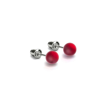 Dark Vermillion | .925 Sterling Silver | Mermaid Glass Mini Stud Earrings - Raven's Cauldron