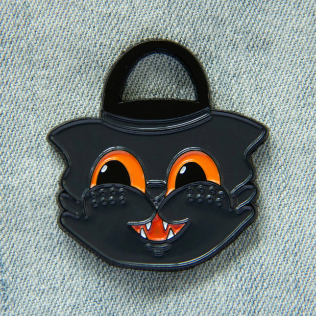 Vintage Black Cat Bucket Pin – Ectogasm Vintage Black Cat Bucket Enamel Pin by Raeha Keller, 1–2 inch enamel/metal witchy accessory. Raven's Cauldron, 6 N Sandusky St, Delaware, OH 43015