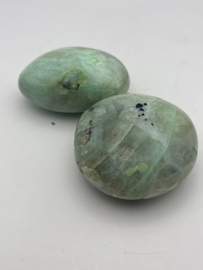 Green Moonstone palm stone - Raven's Cauldron