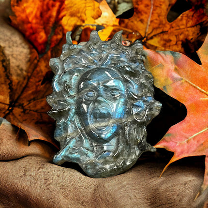 Labradorite Medusa Carving - AAA High Blue Flash - Raven's Cauldron