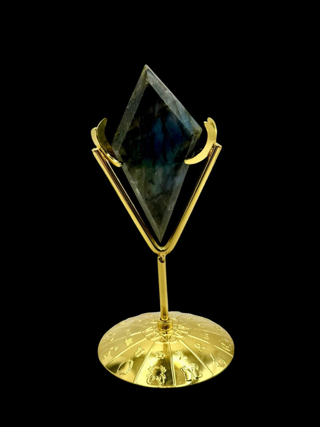 Labradorite Rhombus / Diamond with Stand - Raven's Cauldron