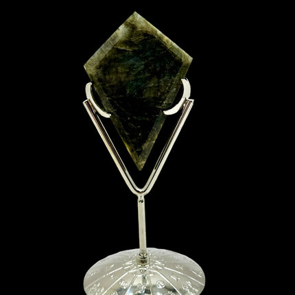 Labradorite Rhombus / Diamond with Stand - Raven's Cauldron