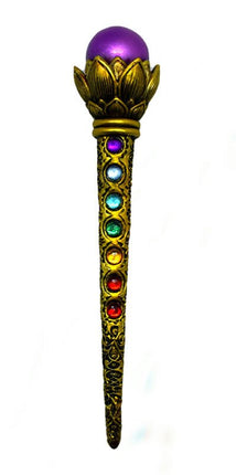 Magic Wand with Ball and Chakra Stones - Raven's Cauldron