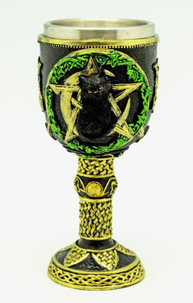 Magickal Cat on Pentagram Goblet - Raven's Cauldron