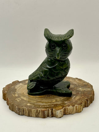 Nephrite Jade Owl Carving - Raven's Cauldron