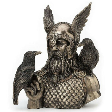 Odin Statue - with Ravens - Bust - Norse - Raven's Cauldron