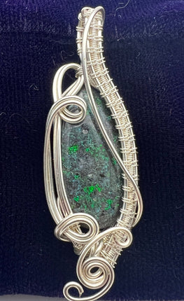 Pendant - Silver Wrapped - Andamooka Opal - Raven's Cauldron