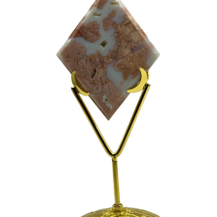Petal Agate Rhombus / Diamond with Stand - Raven's Cauldron