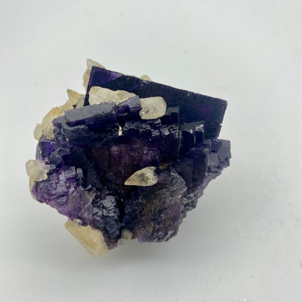 Purple Cubic Fluorite with Scalenohedral Calcite - Raven's Cauldron