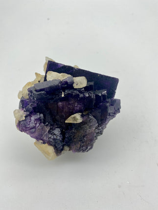 Purple Cubic Fluorite with Scalenohedral Calcite - Raven's Cauldron