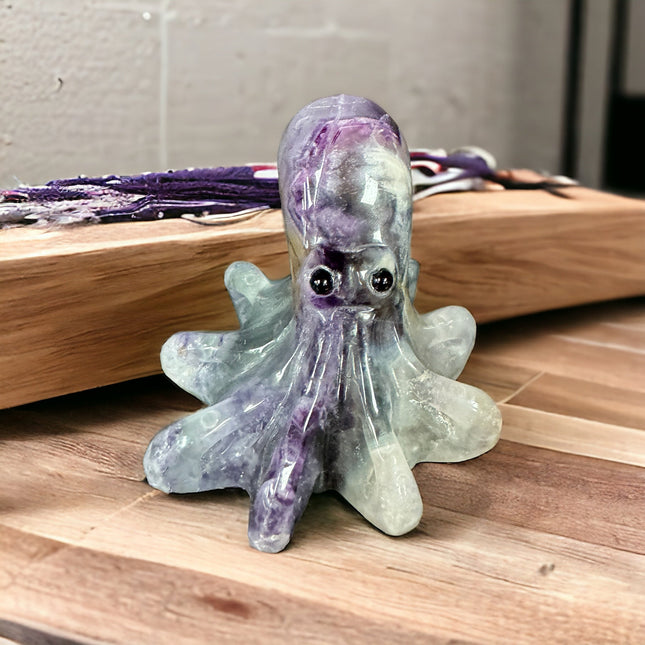 Rainbow Fluorite Octopus Carving - Raven's Cauldron